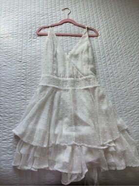 How Very Loved White Swiss Dot Ruffle Mini Dress